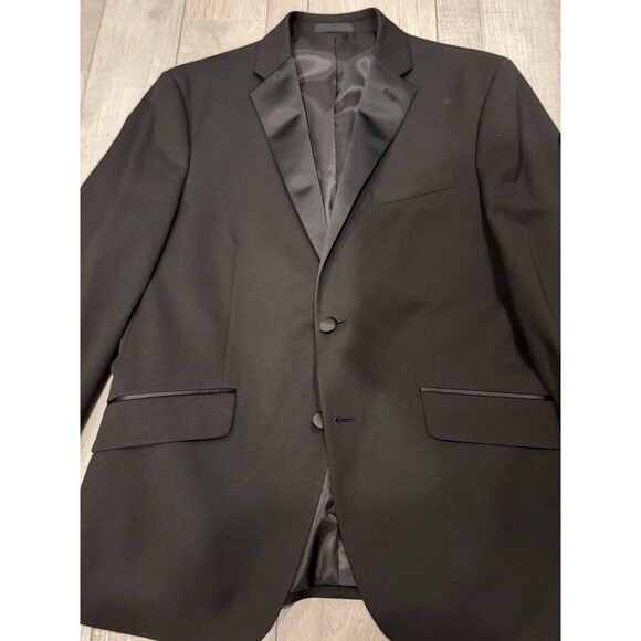 Kenneth Cole Reaction Tuxedo 40S Jacket 33x25 Pants Black Techni-Cole Slim Fit - Picture 2 of 14
